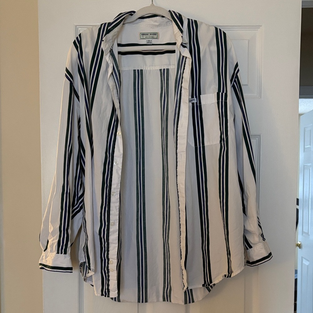Classic Men’s White Striped Button-Up Shirt